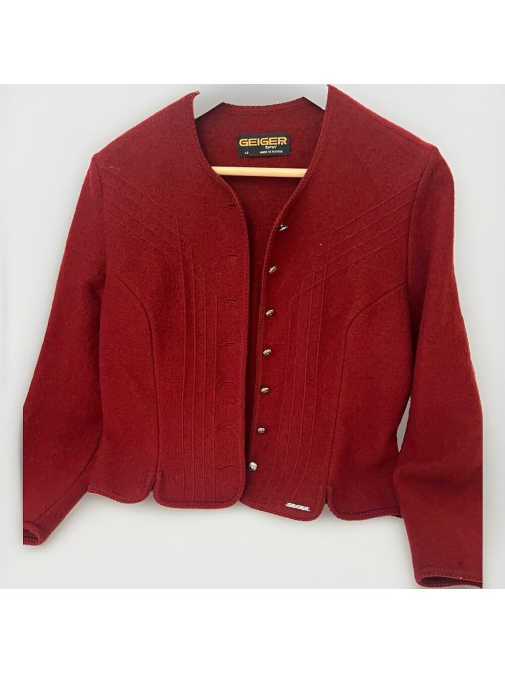 Geiger Tyrol Boiled Wool Jacket Austrian Loden Pink Cardigan Womens Large. R